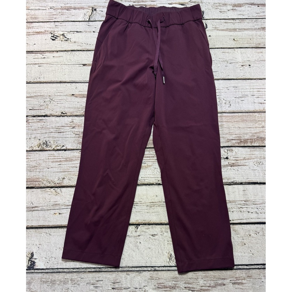 Lululemon Pants Womens Sz 2 Burgundy On The Fly Athleisure Yoga Cropped W5BPNS